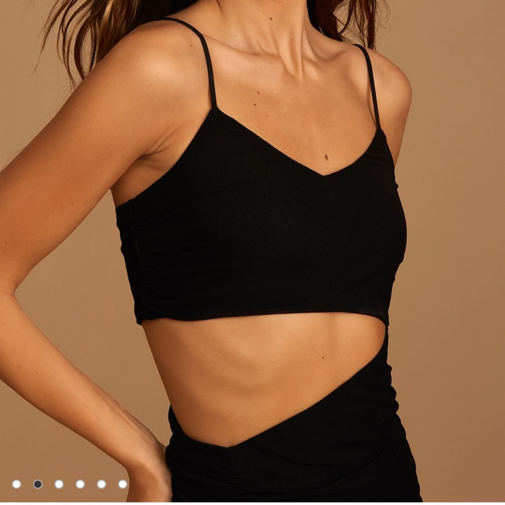 NWT Black Ruched Cutout Bodycon Dress - Picture 2 of 5